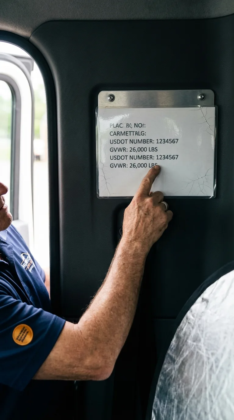 USDOT licensing placard verification in Fort Thompson